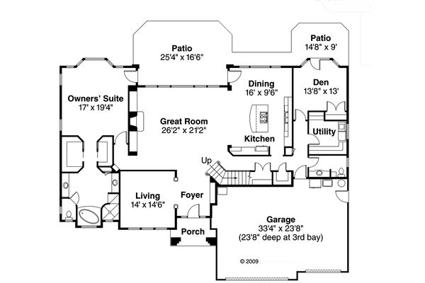 Architectural House Design - Mediterranean Floor Plan - Main Floor Plan #124-713