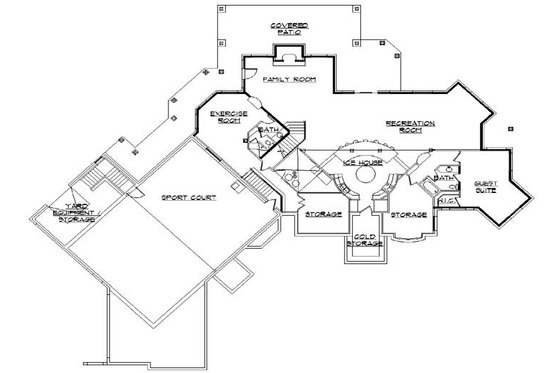 Floor Plan - Lower Floor for European House Plan #5-448 - 5 bed, 6 bath