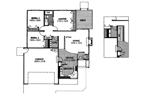 Floor Plan - Main Floor for Traditional House Plan #87-104 - 3 bed, 1 bath