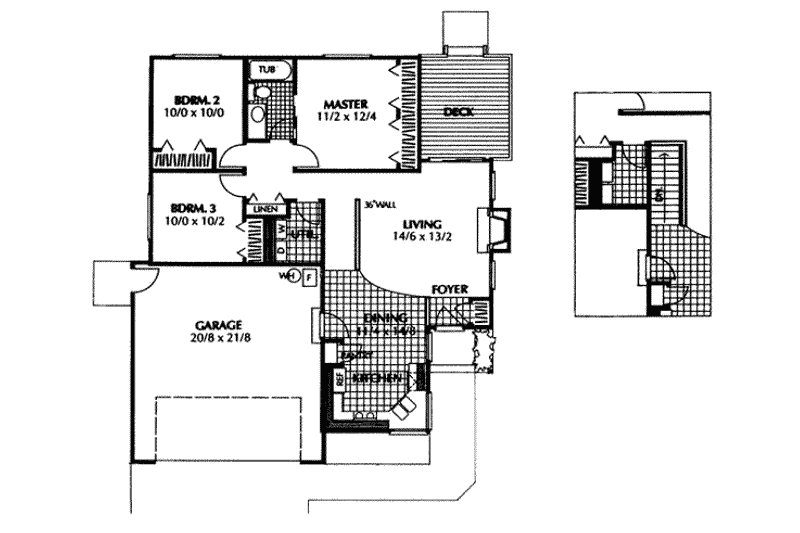 Home Plan - Floor Plan - Main Floor for Traditional House Plan #87-104 - 3 bed, 1 bath