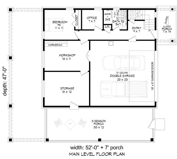 Contemporary Floor Plan - Lower Floor Plan #932-1241