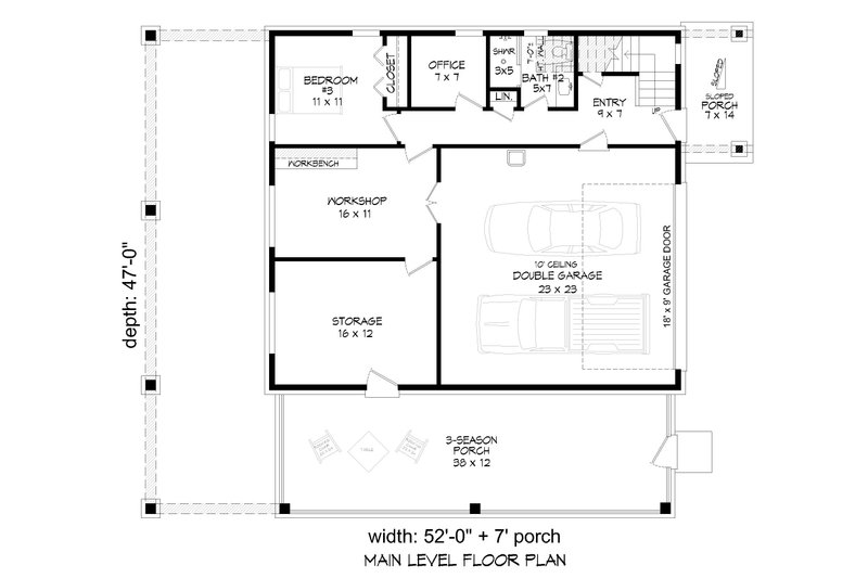 House Design - Floor Plan - Lower Floor for Contemporary House Plan #932-1241 - 3 bed, 3.5 bath