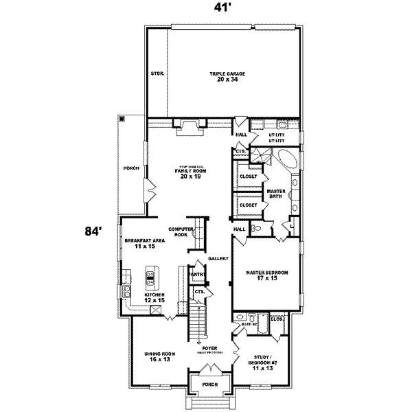 Colonial Floor Plan - Main Floor Plan #81-589