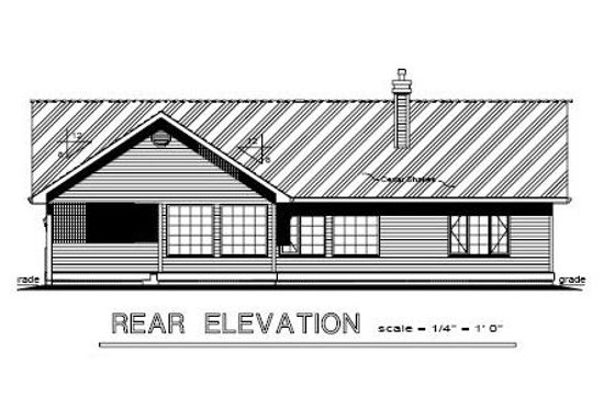 Exterior - Rear Elevation for Craftsman House Plan #18-1017 - 2 bed, 2 bath