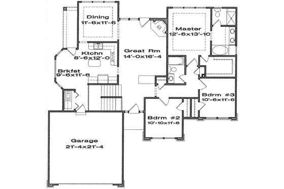 Floor Plan - Main Floor for Traditional House Plan #6-156 - 3 bed, 2 bath