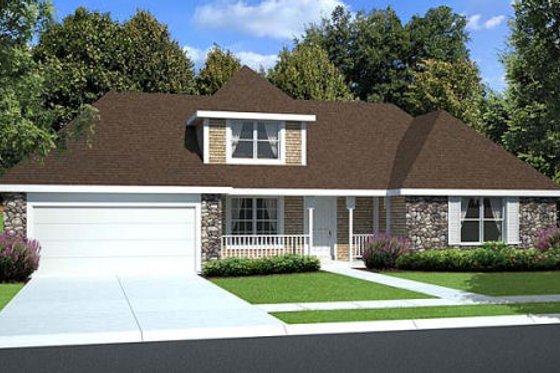 Exterior - Front Elevation for Country House Plan #312-529 - 4 bed, 3 bath