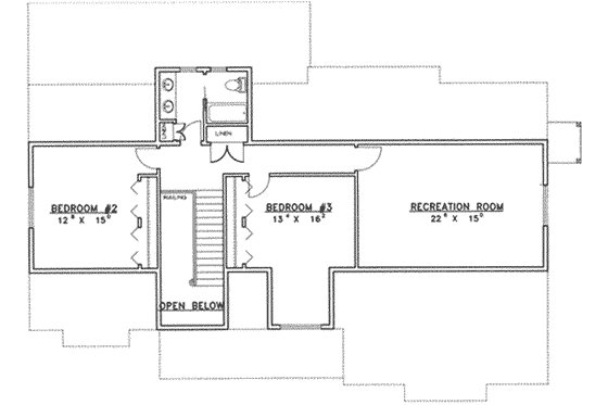 Floor Plan - Upper Floor for Traditional House Plan #117-429 - 3 bed, 2.5 bath