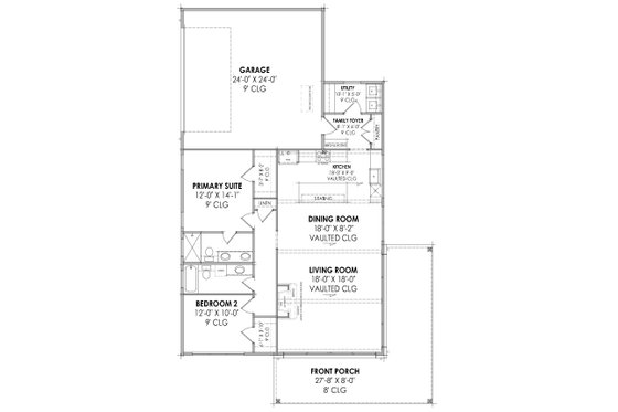 Floor Plan - Main Floor for Modern House Plan #1096-118 - 2 bed, 2 bath