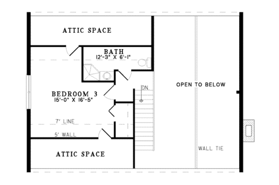 Floor Plan - Upper Floor for Log House Plan #17-458 - 3 bed, 2 bath