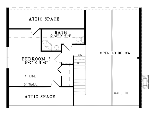 Floor Plan - Upper Floor for Log House Plan #17-458 - 3 bed, 2 bath