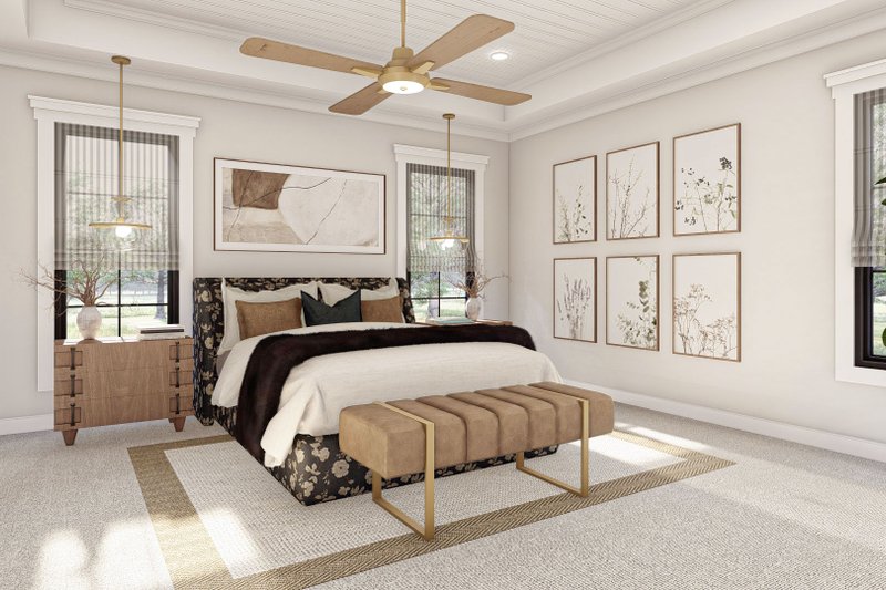 House Blueprint - Interior - Master Bedroom for Mediterranean House Plan #455-174 - 4 bed, 3.5 bath