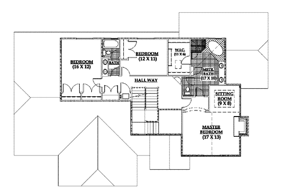 Floor Plan - Upper Floor for Country House Plan #5-189 - 4 bed, 3 bath
