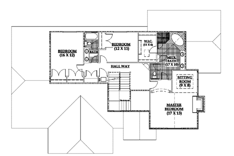 Architectural House Design - Floor Plan - Upper Floor for Country House Plan #5-189 - 4 bed, 3 bath