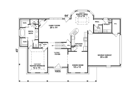 Floor Plan - Main Floor for Southern House Plan #81-242 - 3 bed, 2.5 bath