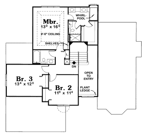 Architectural House Design - Traditional Floor Plan - Upper Floor Plan #20-1572