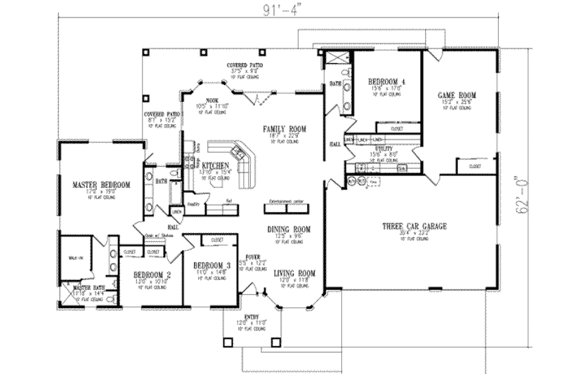 Dream House Plan - Floor Plan - Main Floor for Adobe / Southwestern House Plan #1-781 - 4 bed, 3 bath