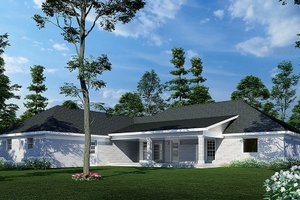 Exterior - Rear Elevation for Ranch House Plan #17-174 - 3 bed, 2.5 bath