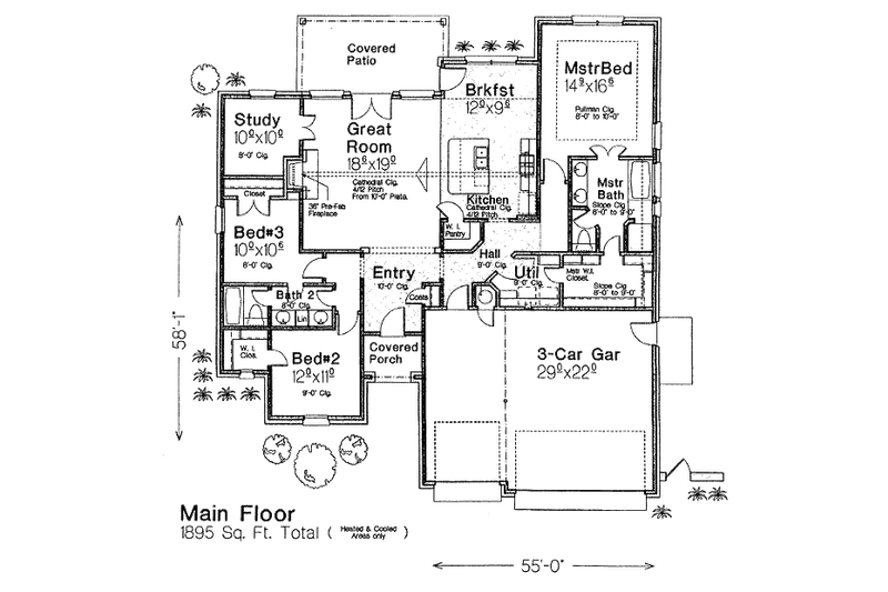 Home Plan - Floor Plan - Main Floor for Tudor House Plan #310-963 - 3 bed, 2 bath