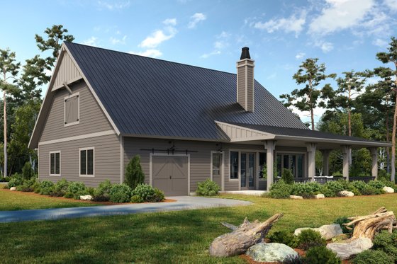 Exterior - Rear Elevation 1 for Barndominium House Plan #942-63 - 4 bed, 3 bath