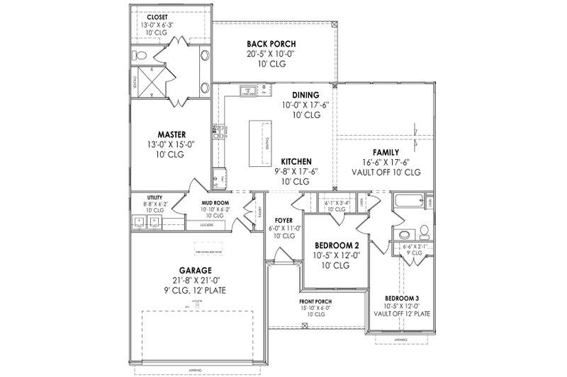 Dream House Plan - Floor Plan - Main Floor for Farmhouse House Plan #1096-116 - 3 bed, 2 bath