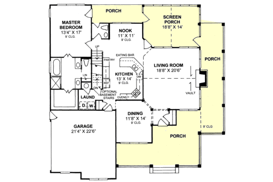 Floor Plan - Main Floor for Country House Plan #20-183 - 4 bed, 3.5 bath