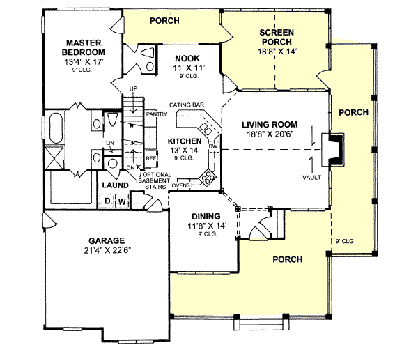 House Design - Country Floor Plan - Main Floor Plan #20-183