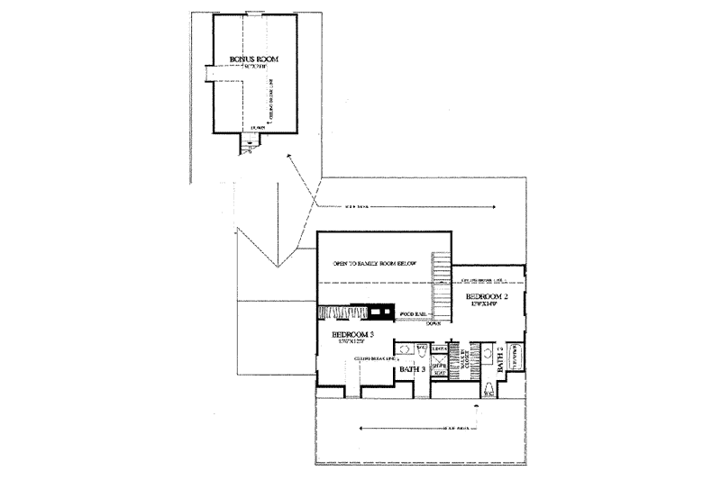 House Blueprint - Floor Plan - Upper Floor for Country House Plan #137-125 - 3 bed, 3 bath
