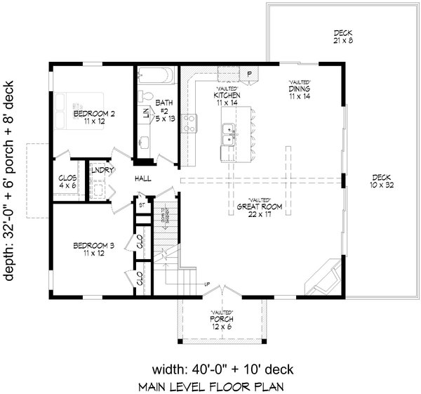 Country Floor Plan - Main Floor Plan #932-1089