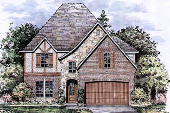 Exterior - Front Elevation for European House Plan #141-345 - 4 bed, 2.5 bath