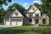 Craftsman Style House Plan - 4 Beds 4 Baths 2860 Sq/Ft Plan #17-2492 Exterior 