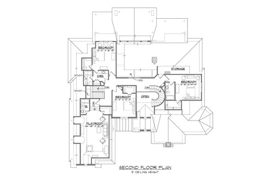 Floor Plan - Upper Floor for European House Plan #1054-94 - 4 bed, 4.5 bath