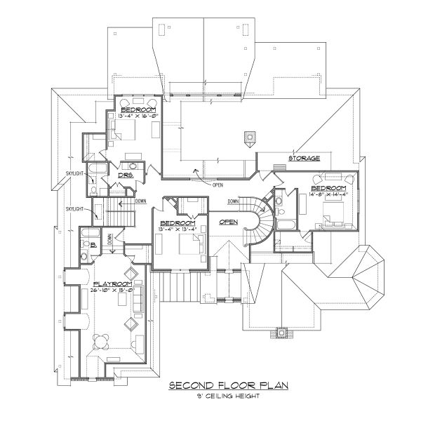 Architectural House Design - European Floor Plan - Upper Floor Plan #1054-94