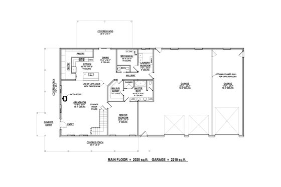 Floor Plan - Main Floor for Barndominium House Plan #1084-15 - 4 bed, 2.5 bath