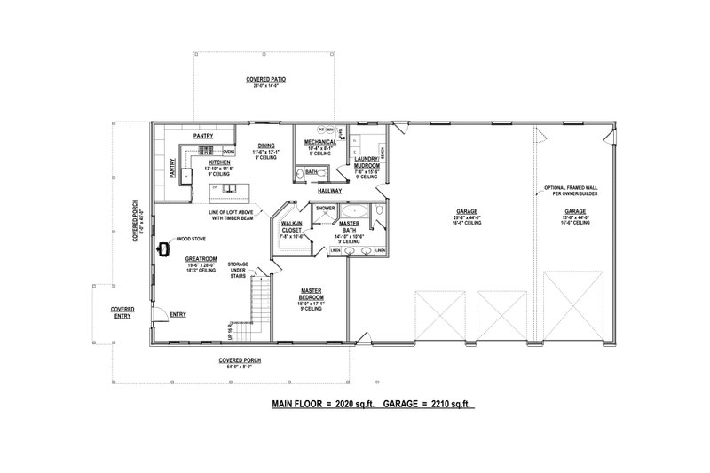 Architectural House Design - Floor Plan - Main Floor for Barndominium House Plan #1084-15 - 4 bed, 2.5 bath