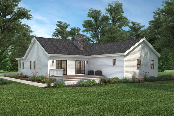 Exterior - Rear Elevation 1 for Country House Plan #497-42 - 3 bed, 2 bath