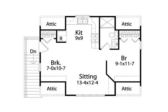 Floor Plan - Upper Floor for Traditional House Plan #22-564 - 1 bed, 1 bath