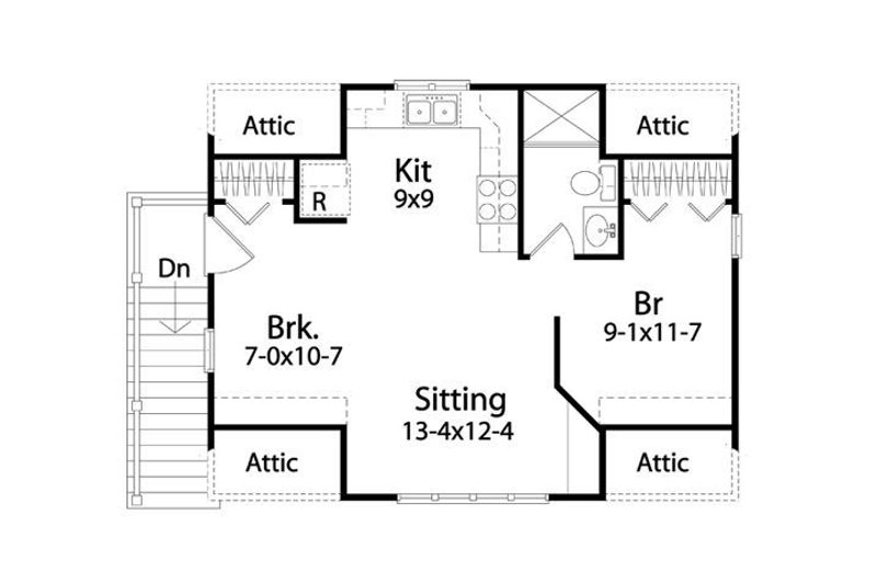 Home Plan - Floor Plan - Upper Floor for Traditional House Plan #22-564 - 1 bed, 1 bath
