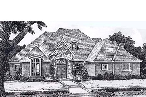 Exterior - Front Elevation for European House Plan #310-935 - 4 bed, 3.5 bath