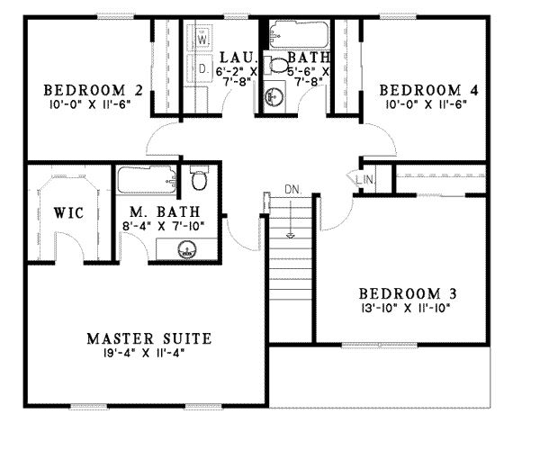 Traditional Floor Plan - Upper Floor Plan #17-434