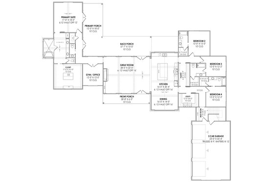 Floor Plan - Main Floor for Modern House Plan #1096-20 - 4 bed, 4.5 bath