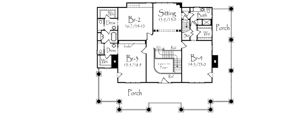 Southern Floor Plan - Upper Floor Plan #71-125