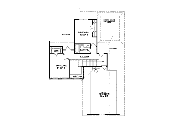 Floor Plan - Upper Floor for European House Plan #81-828 - 3 bed, 2.5 bath