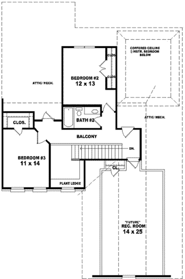 Floor Plan - Upper Floor for European House Plan #81-828 - 3 bed, 2.5 bath