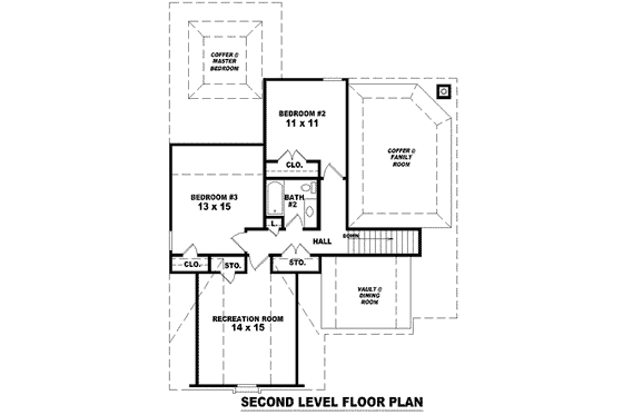 Floor Plan - Upper Floor for European House Plan #81-1394 - 3 bed, 2.5 bath