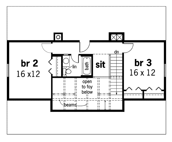 House Blueprint - Traditional Floor Plan - Upper Floor Plan #45-111