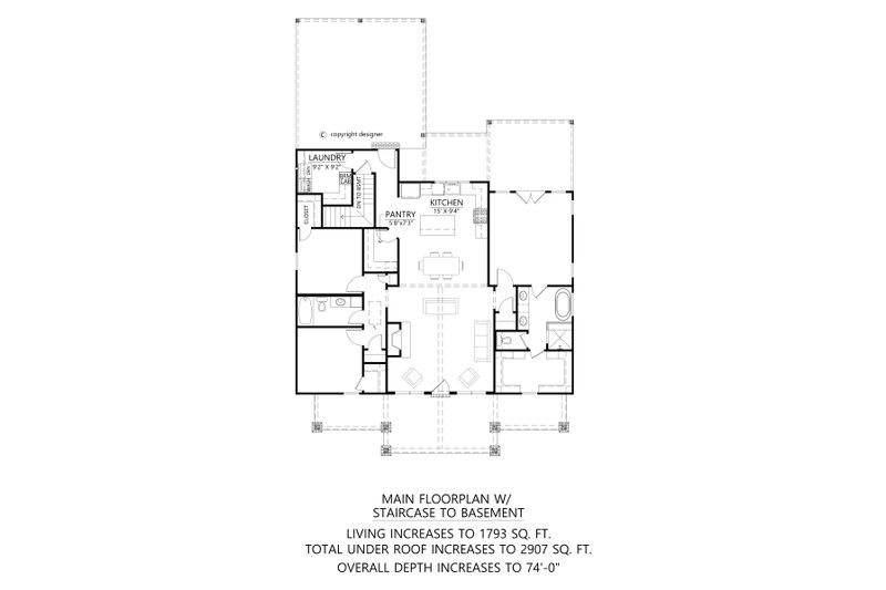 Architectural House Design - Floor Plan - Lower Floor for Barndominium House Plan #1074-114 - 3 bed, 2 bath