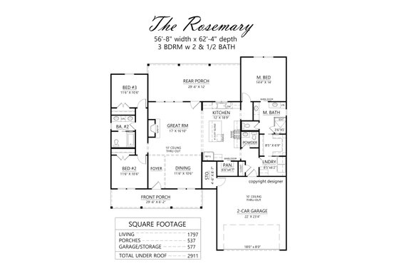 Floor Plan - Main Floor for Farmhouse House Plan #1074-104 - 3 bed, 2.5 bath