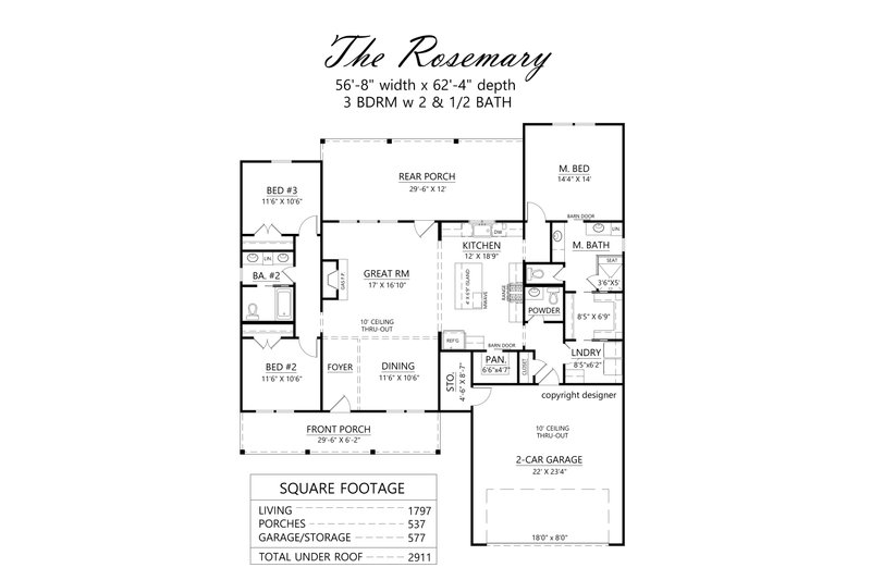 Home Plan - Floor Plan - Main Floor for Farmhouse House Plan #1074-104 - 3 bed, 2.5 bath