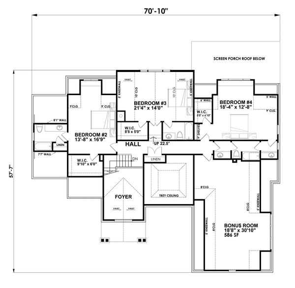Dream House Plan - Traditional Floor Plan - Upper Floor Plan #30-345