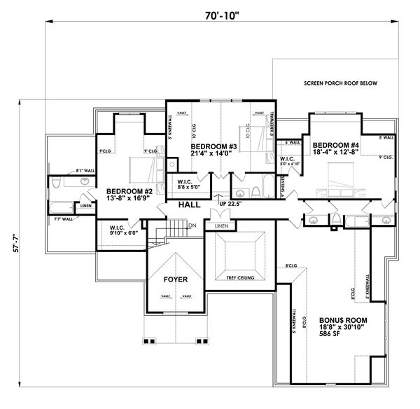 Architectural House Design - Traditional Floor Plan - Upper Floor Plan #30-345